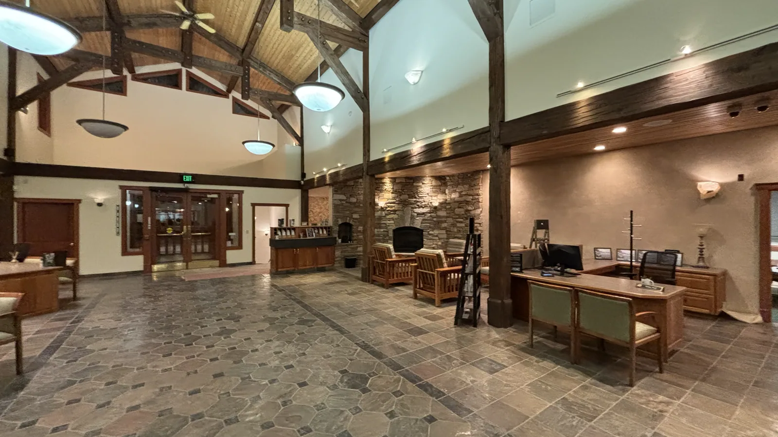 Finished commercial lobby with crisp painted walls and coordinated trim.